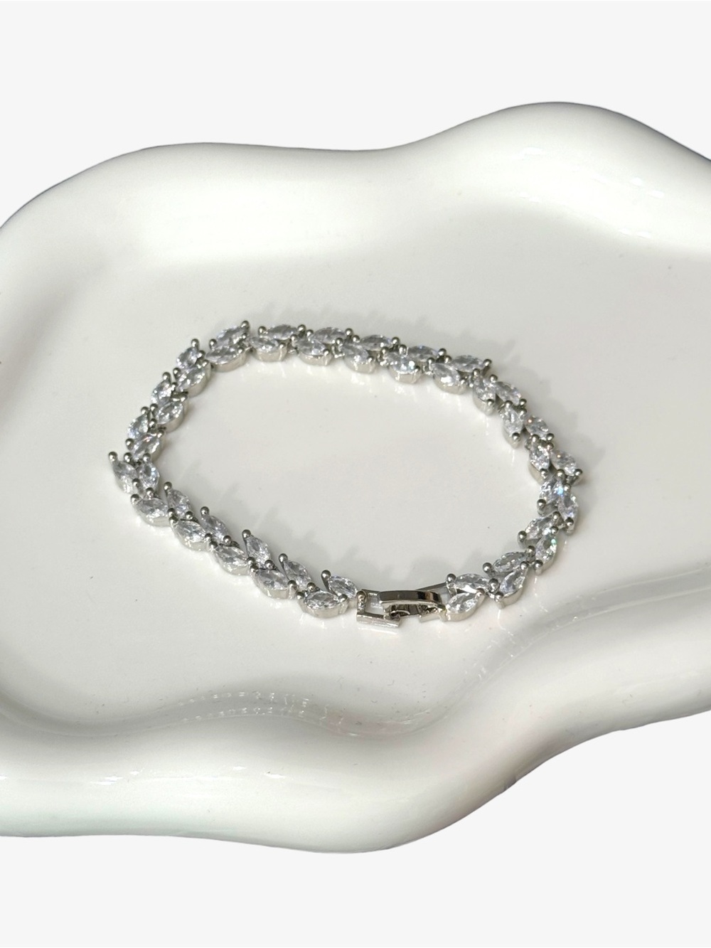 Silver Marquise Crystal Link Bracelet - Sparkling Silver - Picture 4 of 5